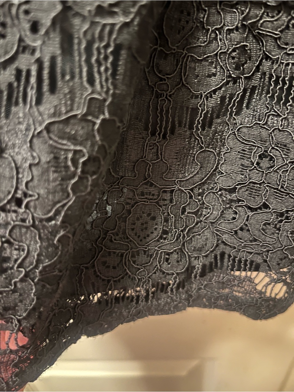 Monteau Los Angeles Black Lace Peplum Top Womens Sz M Lg Sleeve Romantic Blouse - Picture 4 of 10